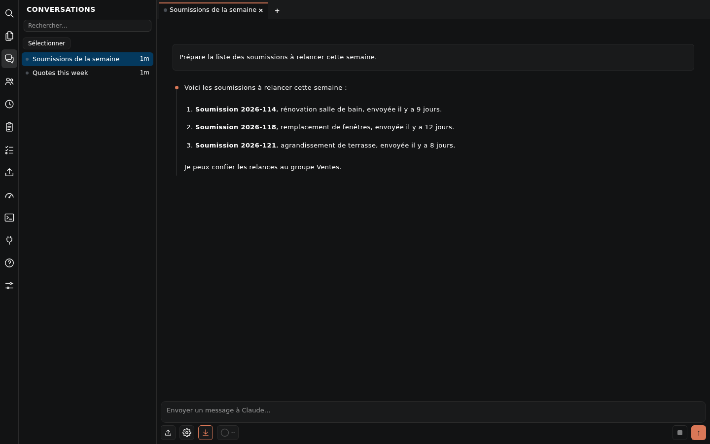 Une conversation dans IArsenal Web, avec ses onglets et la barre d'outils
